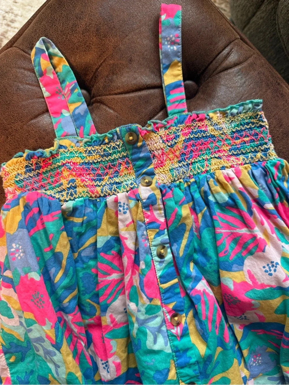 Cat & Jack Tropical Print Sundress — Pink, Teal, Yellow